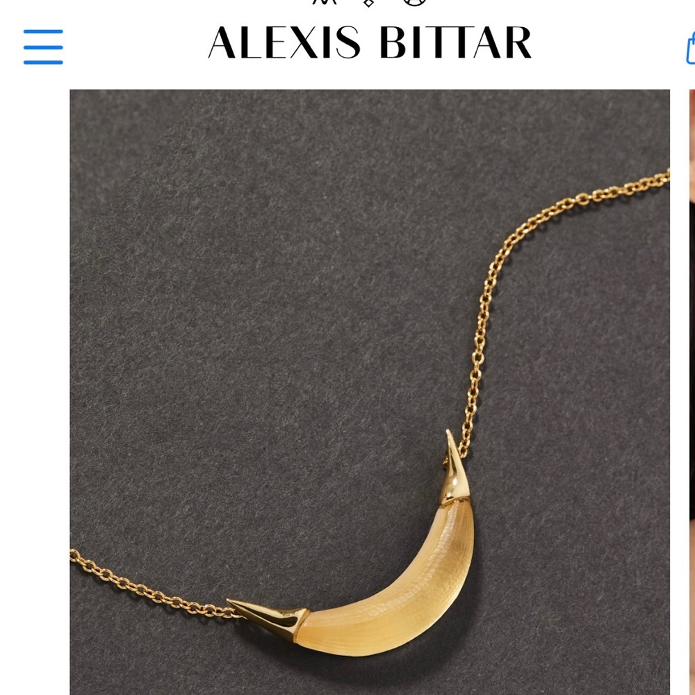 Alexis Bittar Gold Capped Crescent Lucite Necklace- Gold